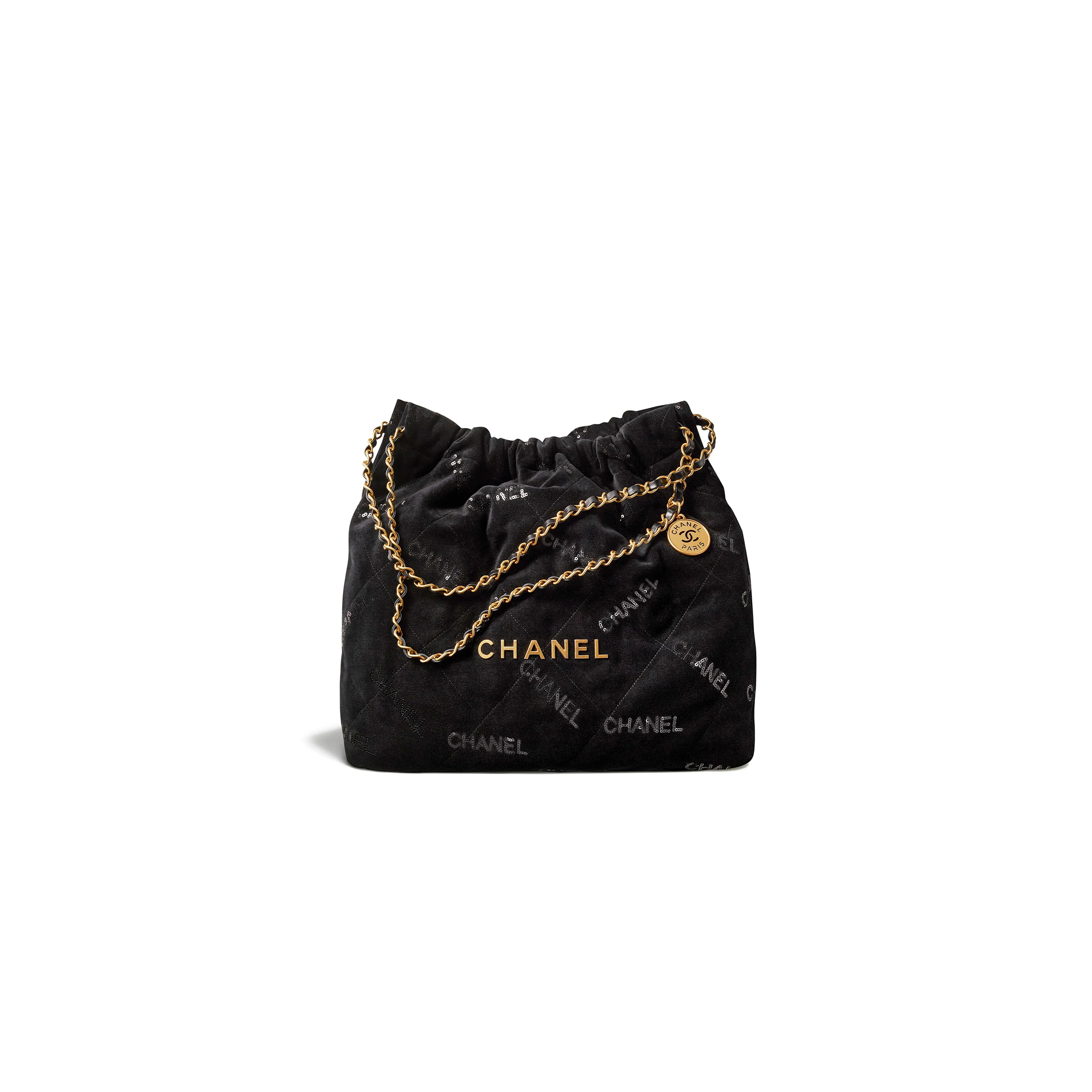 CHANEL VELVET SEQUIN QUILTED 22 AS3261 (37*34*8cm)
